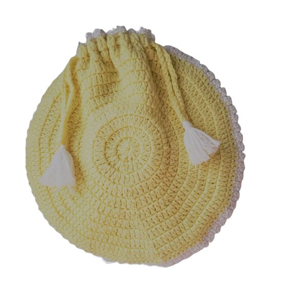 Vintage Doll Face Crochet Pillow Cover 14" Round - Picture 4 of 9